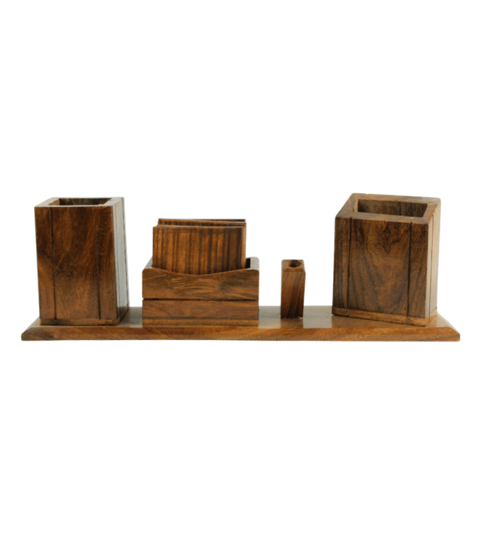Woodora Decor Wooden Office Desk Organizer