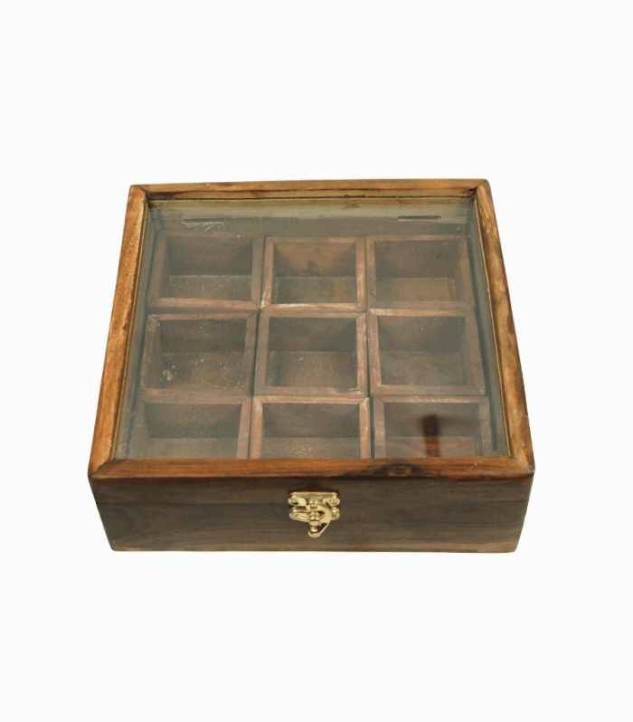 Woodora Decor Wooden Spice/Masala Box (9 Containers)