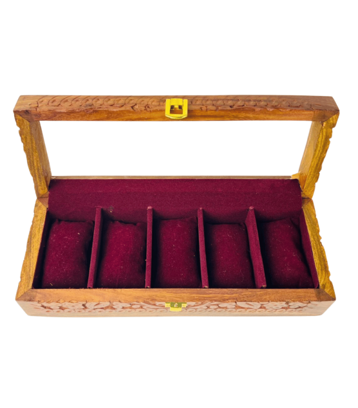 Woodora Decor Wooden Carving 5-Watches Box